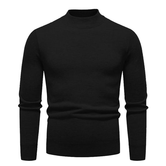 Mens Turtleneck Slim Fit Pullover Sweater Casual Mock Basic Knitted Fall Winter Warm Thermal Solid Sweatshirts Tops (M, Black)