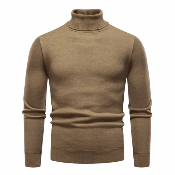 Mens Turtleneck Sweater Casual Classic Fit Long Sleeve Knit Pullovers Fall Winter Warm Basic Tops Athletic Work Outfit (4XL, Coffee)