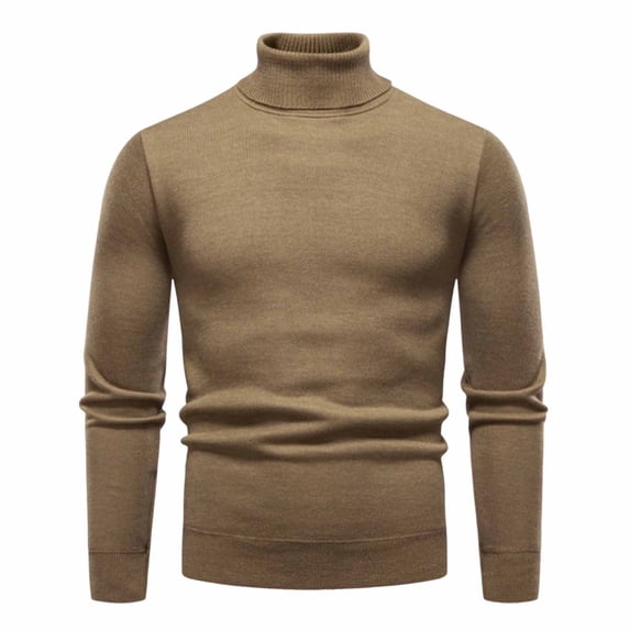 Mens Turtleneck Sweater Casual Classic Fit Long Sleeve Knit Pullovers Fall Winter Warm Basic Tops Athletic Work Outfit (L, Coffee)