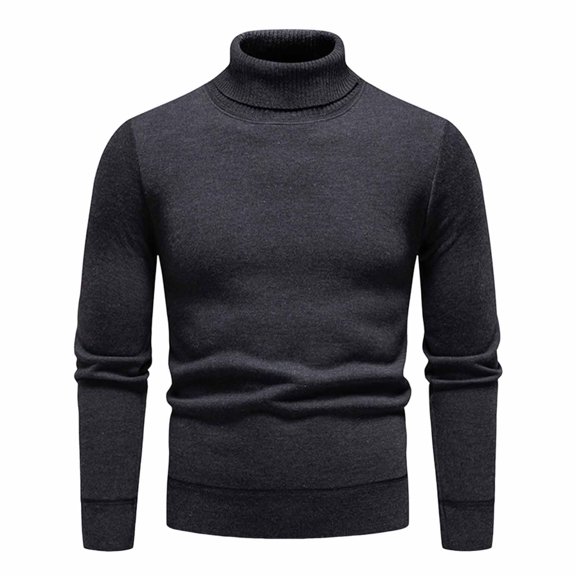 Mens Turtleneck Sweater Casual Classic Fit Long Sleeve Knit Pullovers Fall Winter Warm Basic Tops Athletic Work Outfit (L, Dark Gray)
