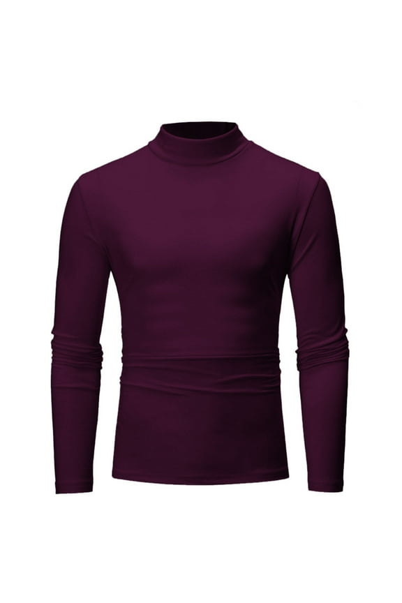 Mens Turtleneck Sweaters Casual Long Sleeve Basic T-Shirt Soft Comfy Layering Undershirts