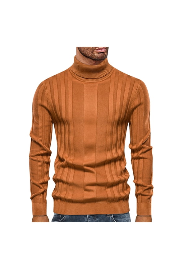 Mens Turtleneck Sweaters Long Sleeve Stretchy Slim Pullover Sweatshirts Chunky Knitted Trendy Solid Color Thermal Warm Business Work Sweater Shirts
