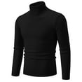 thumbnail image 1 of Mens Turtleneck Sweaters Tall Long Sleeve Solid Color Loose Knitted Top for Men Fall Oversized Pullover Sweatshirt (Black XL), 1 of 2