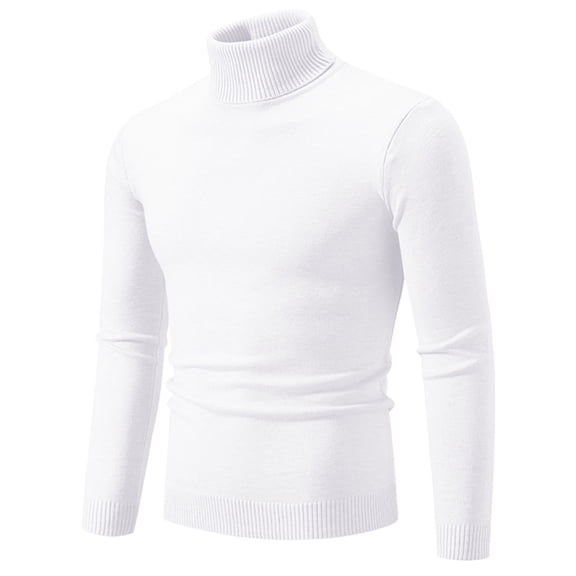 Mens Turtleneck Sweaters Tall Long Sleeve Solid Color Loose Knitted Top for Men Fall Oversized Pullover Sweatshirt (White 5XL)
