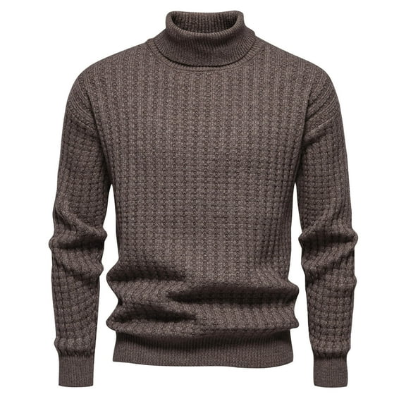 Mens Turtleneck Sweaters Trendy Slim Fit Pullover Long Sleeve Knitted Sweater Casual Solid Comfort Basic Stretchy Shirts