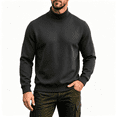 thumbnail image 1 of Mens Turtleneck Sweatshirt Casual Long Sleeve Warm Regular Fit Fall Winter Pullover Tops Black L, 1 of 9