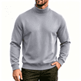 thumbnail image 1 of Mens Turtleneck Sweatshirt Long Sleeve Warm Regular Fit Casual Fall Winter Pullover Tops Gray XL, 1 of 9