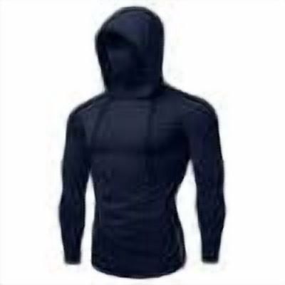 Mens Turtleneck T-Shirt with Hood and Mask Long Sleeve UV Sun