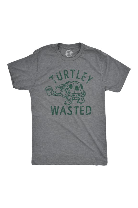 Mens Turtley Wasted T Shirt Funny Partying Drinking Turtle Joke Tee for Guys Graphic Tees