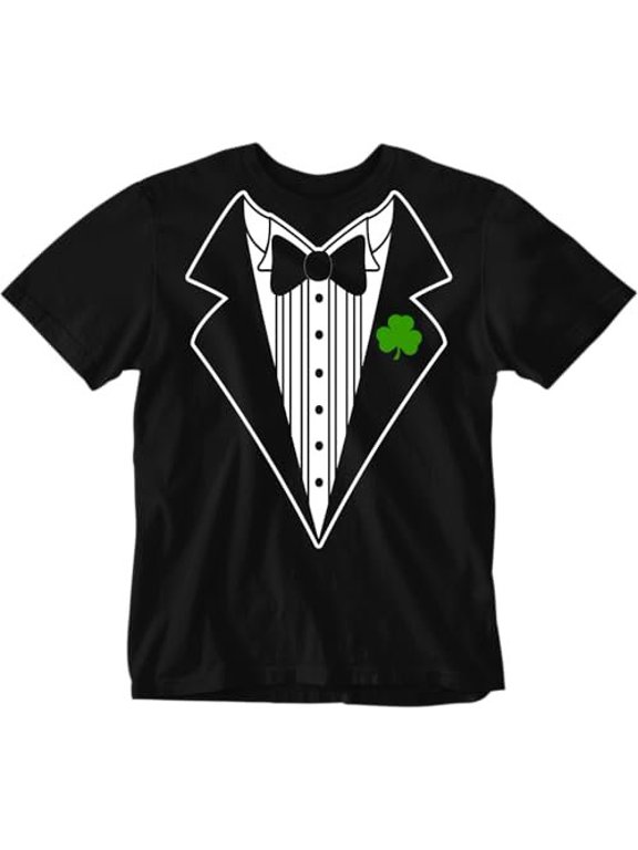 Mens Tuxedo Funny Party Shirt St Patricks Day Tee Black, M