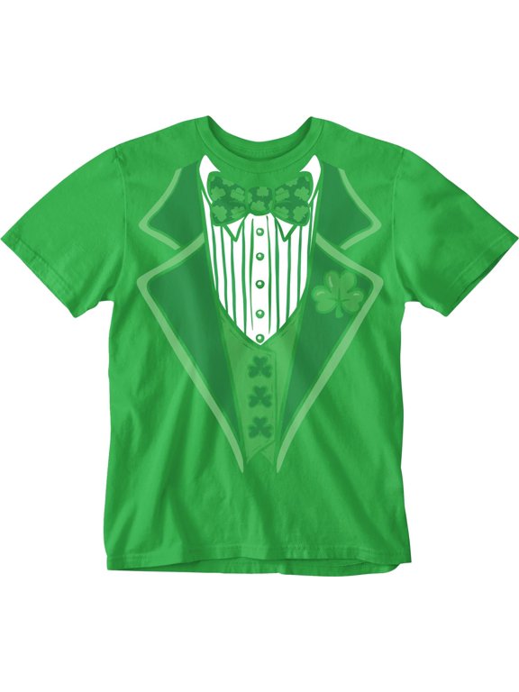 Mens Tuxedo Funny Party Shirt St Patricks Day Tee Green, L
