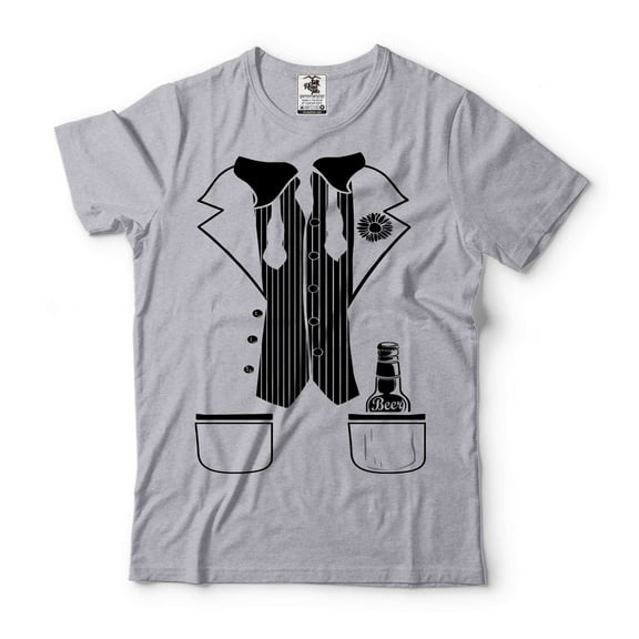 Mens Tuxedo Halloween shirt Halloween Costume For Men Funny Costume For Men Halloween Costume Ideas (Small Grey)