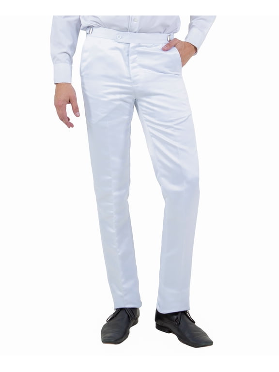 Mens Tuxedo Satin Dress Pants, Shiny Open Bottom Trousers For Graduations, Prom, Weddings, Etc