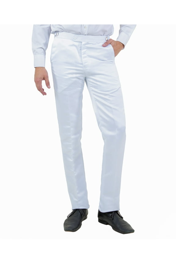 Mens Tuxedo Satin Dress Pants, Shiny Open Bottom Trousers For Graduations, Prom, Weddings, Etc