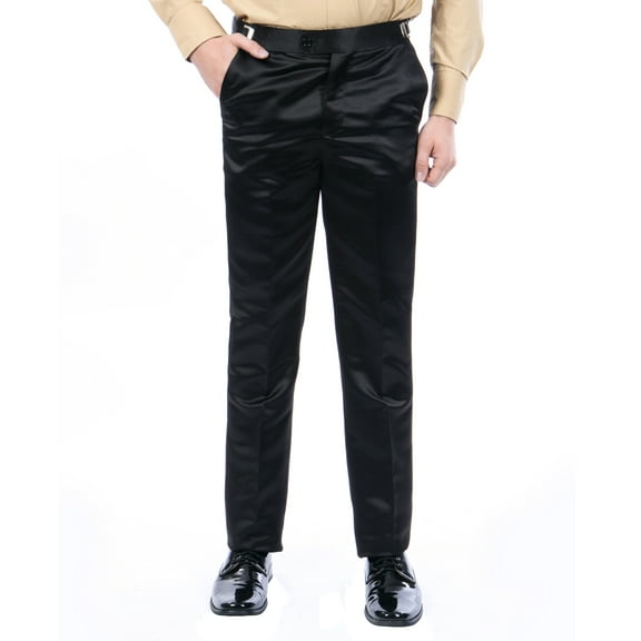 Mens Tuxedo Satin Dress Pants, Shiny Open Bottom Trousers For Graduations, Prom, Weddings, Etc