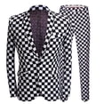 thumbnail image 1 of Mens Tuxedo Suits Slim Fit 2 Piece Classic Blazer Jacket for Prom Wedding Party Business Suit  Pants Set -Black and white square, 1 of 8