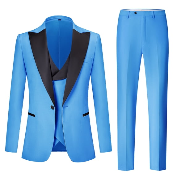 Mens Tuxedo Suits Slim Fit 3 Piece Classic Blazer Jacket for Prom Wedding Party Business Suit Vest Pants Set