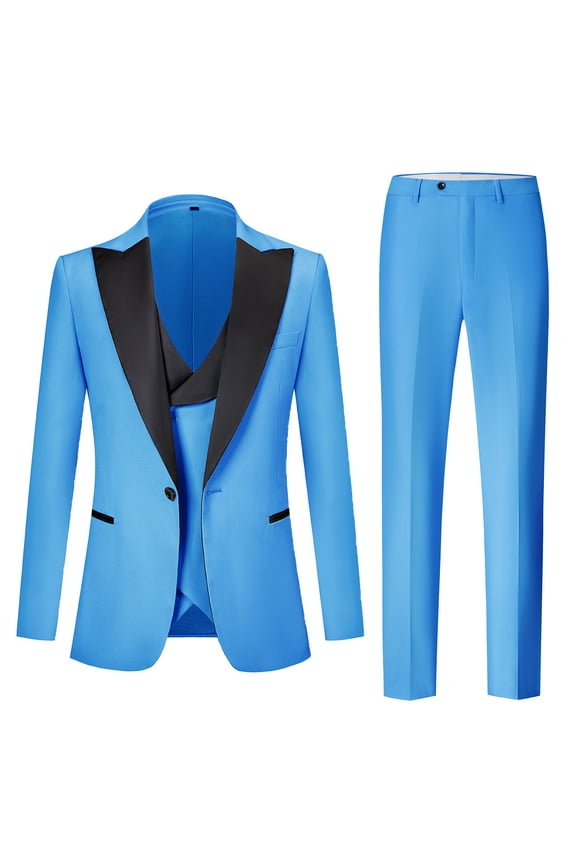 Mens Tuxedo Suits Slim Fit 3 Piece Classic Blazer Jacket for Prom Wedding Party Business Suit Vest Pants Set