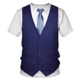 thumbnail image 1 of Mens Tuxedo T Shirt Tie Tux Graphic Tee Shirt Short Sleeve Crew Neck Tops Casual Blue XXXL, 1 of 2
