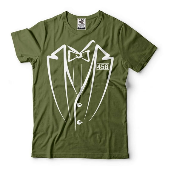 Mens Tuxedo T-shirt Tuxedo Costume For Men Halloween Costumes Tuxedo Funny Men T-Shirt (3X-Large Military Green)