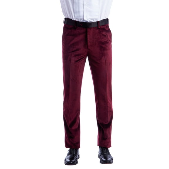 Mens Tuxedo Velvet Dress Pants, Solid With Satin Side Stripe Open Bottom Trousers For Graduations, Prom, Weddings, Etc