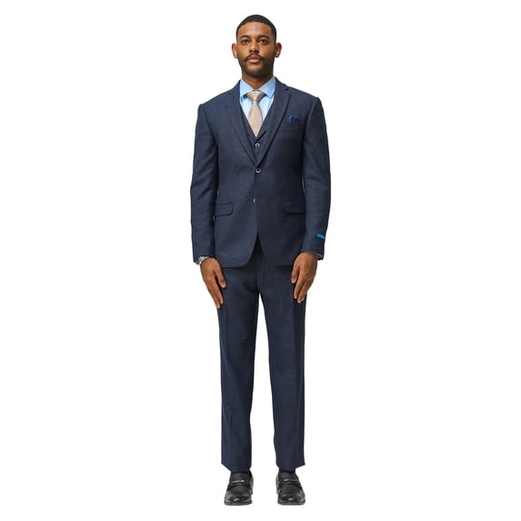 Mens Tweed 3 Piece Suit Set Hybrid Fit Notch Lapel Jacket Vest and Dress Pants