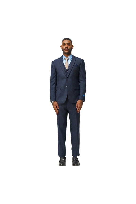 Mens Tweed 3 Piece Suit Set Hybrid Fit Notch Lapel Jacket Vest and Dress Pants