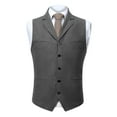 thumbnail image 1 of Mens Tweed Wool Suit Vest Vintage Button V Neck Herringbone Waistcoat 5 Real Pockets Waistcoat For Groomsmen Wedding, 1 of 5