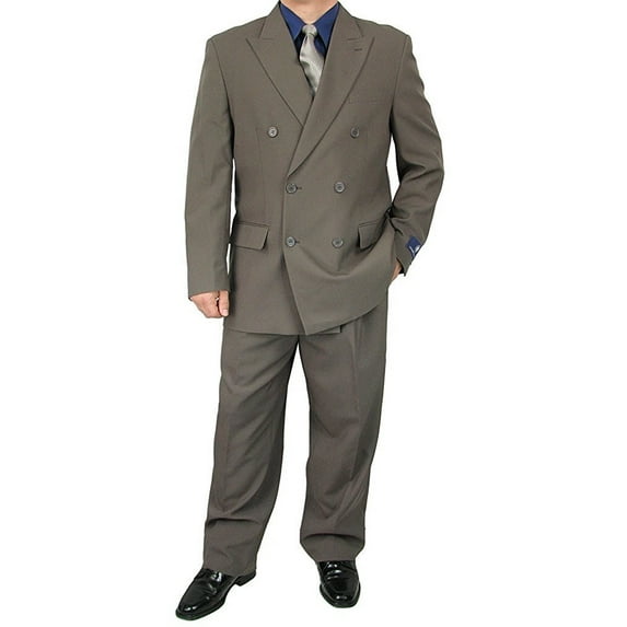 Mens Two Piece Double Breasted Modern Fit Italian Styled Dress Suit Set | Black Charcoalgrey Chocolate Grey Navy White