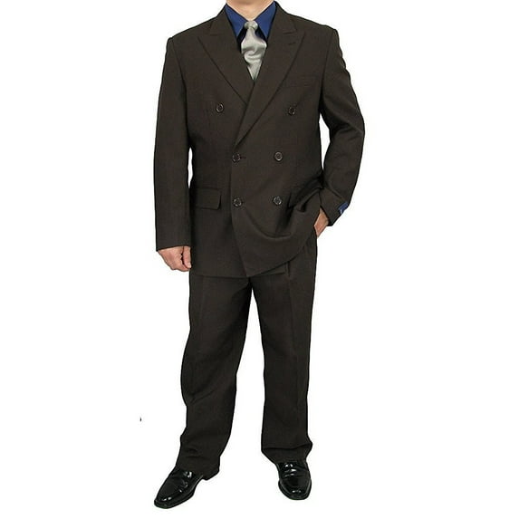 Mens Two Piece Double Breasted Modern Fit Italian Styled Dress Suit Set | Black Charcoalgrey Chocolate Grey Navy White
