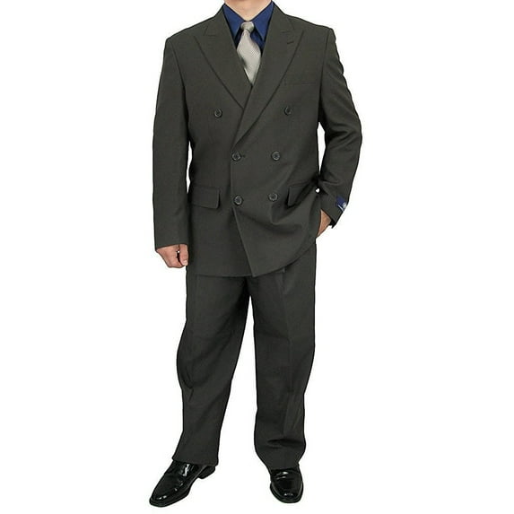 Mens Two Piece Double Breasted Modern Fit Italian Styled Dress Suit Set | Black Charcoalgrey Chocolate Grey Navy White