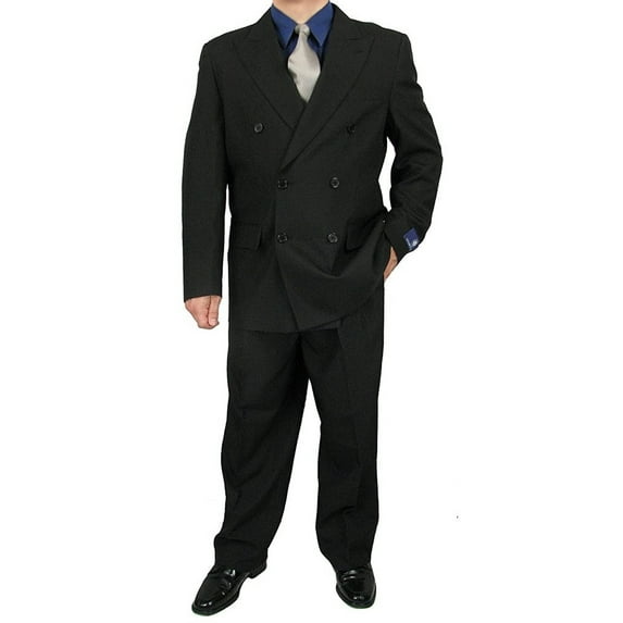 Mens Two Piece Double Breasted Modern Fit Italian Styled Dress Suit Set | Black Charcoalgrey Chocolate Grey Navy White