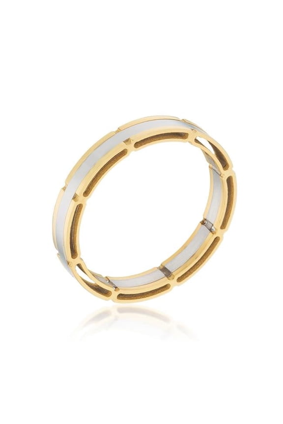 Mens Two Tone Band Ring - Size 14