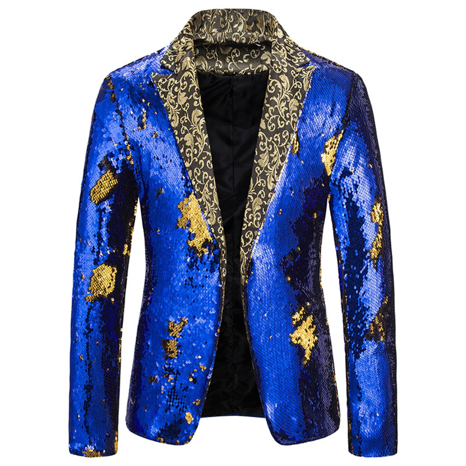 Mens Two Tone Sequin Suit Stage Show Suit Bar Dj Coat Suit