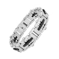 thumbnail image 1 of Mens Two-Tone Stainless Steel Riveted Link Bracelet, 1 of 5