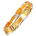thumbnail image 1 of Mens Two Toned Modern Brush & Hinge Link Bracelet 14 Karat 8 Inch, 1 of 9