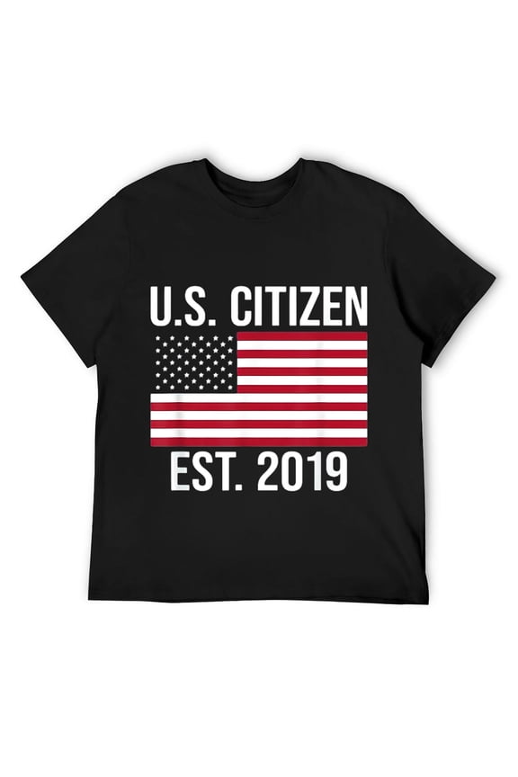 Mens U.S. Citizen American Flag Established 2019 T-Shirt Black