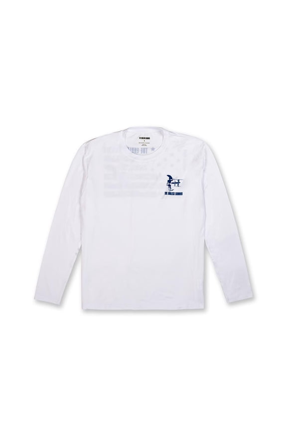 Mens UPF 30+ Rashguard Swim Tee Long Sleeve Running Shirt Swimwear Swim Shirts with Design, White/Navy (UPF 30+), Size: L, Endless Summer