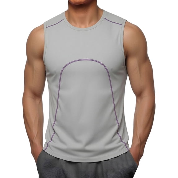 Mens UPF 50+ Athletic Quick Dry Muscle Tank Top Moisture Wicking Active Sleeveless Gym Shirts Tops for Men Big and Tall Size M-3XL Gray