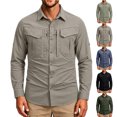 thumbnail image 1 of Mens UPF 50+ Long Sleeve Sun Protection Shirts Button Down Fashing Shirts Casual Quick Dry Outdoor Hiking Cargo Work Shirt with Hidden Zipper Pocket, 1 of 10