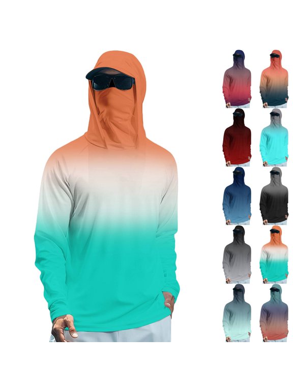 Mens UPF 50 Long Sleeve Sun Protection Shirts Fishing Hiking Shirts Mint Green L