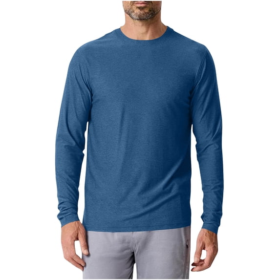 Mens UPF 50+ Rash Guard Crewneck Long Sleeve Quick Dry Tops Workout and Moisture-Wicking Athletic Gym Tees