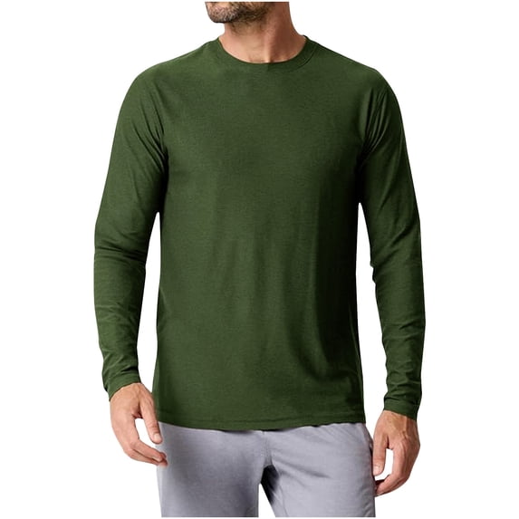 Mens UPF 50+ Rash Guard Crewneck Long Sleeve Quick Dry Tops Workout and Moisture-Wicking Athletic Gym Tees