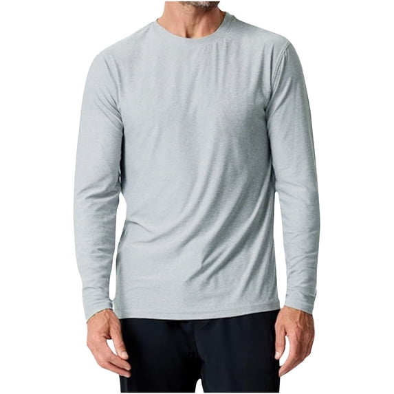 Mens UPF 50+ Rash Guard Crewneck Long Sleeve Quick Dry Tops Workout and Moisture-Wicking Athletic Gym Tees