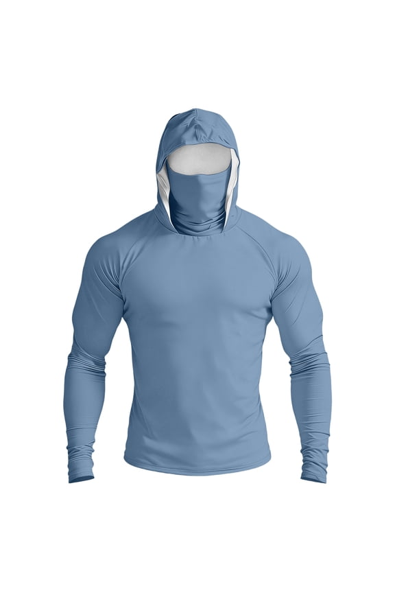 Mens UPF 50+ Summer Sun Protection Hoodie Long Sleeve UV Block Rash Guard Breathable Outdoor Working Travel Shirts