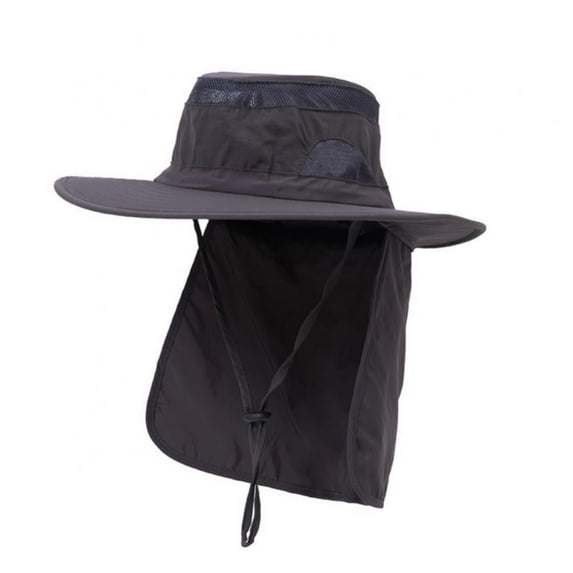 Mens UPF 50+ Sun Protection Cap Wide Brim Fishing Hat with Neck Flap