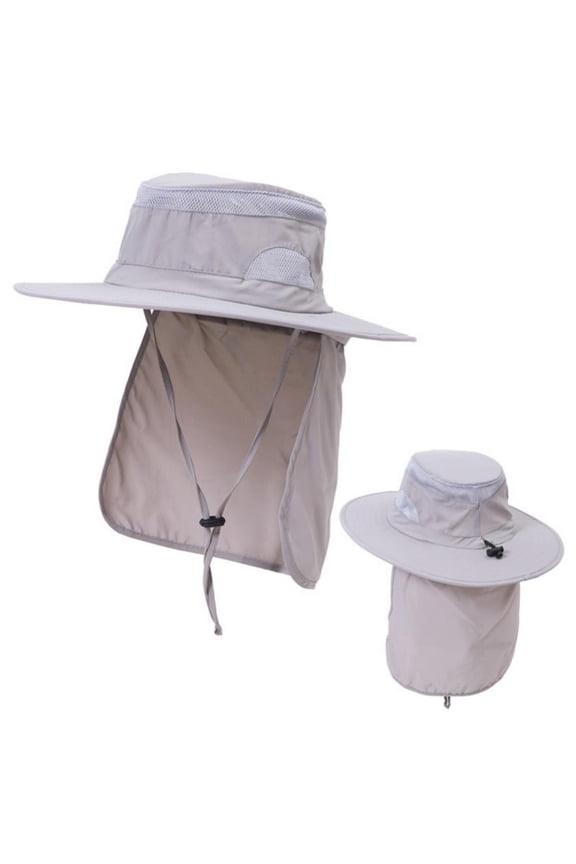Mens UPF 50+ Sun Protection Cap Wide Brim Fishing Hat with Neck Flap