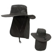 Mens UPF 50 Sun Protection Cap Wide Brim Fishing Hat with Neck Flap