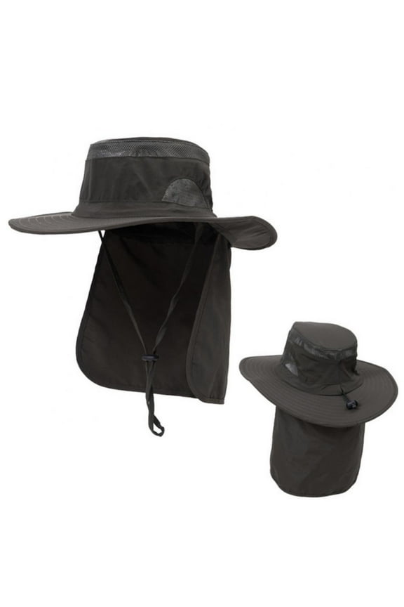 Mens UPF 50 Sun Protection Cap Wide Brim Fishing Hat with Neck Flap