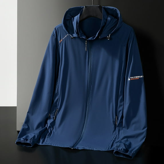 Mens UPF 50+ Sun Protection Hoodies M-5X Big & Tall Plus Size Full Zip UV Shirts Lightweight Quick-Dry Long Sleeve Jackets with Pockets